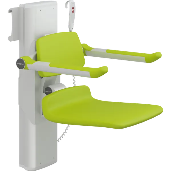 PLUS dusjsete 450, elektrisk høyderegulering, sideregulerbart, limegrønn, uten hull