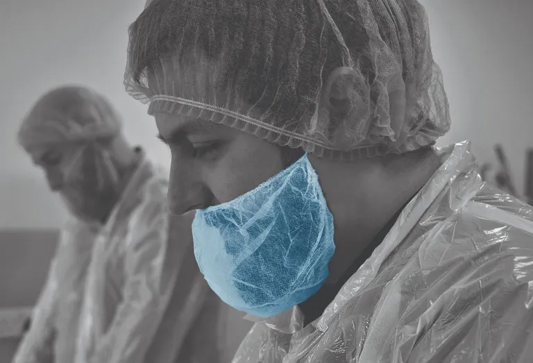 Skjeggbeskytter blå m/strikk, 20pk i krt